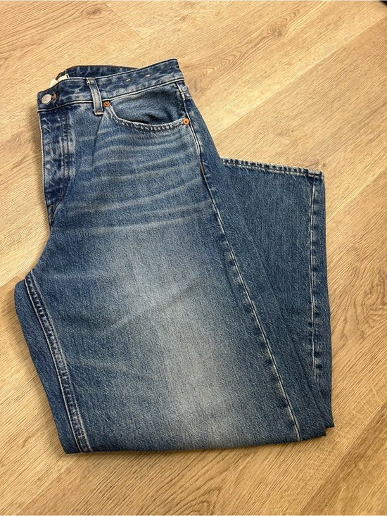 Madewell Madewell 100% Cotton Denim The Darted Barrel Leg Jean Medium Wash - Denim, Cotton