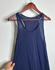 Eileen Fisher Hemp Organic Cotton Lightweight Racerback Navy Blue Midi Dress