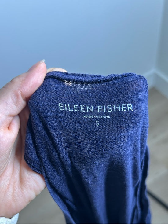 Eileen Fisher Hemp Organic Cotton Lightweight Racerback Navy Blue Midi Dress
