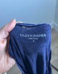 Eileen Fisher Hemp Organic Cotton Lightweight Racerback Navy Blue Midi Dress