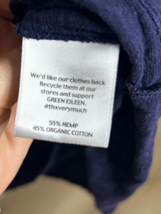 Eileen Fisher Hemp Organic Cotton Lightweight Racerback Navy Blue Midi Dress