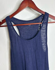 Eileen Fisher Hemp Organic Cotton Lightweight Racerback Navy Blue Midi Dress