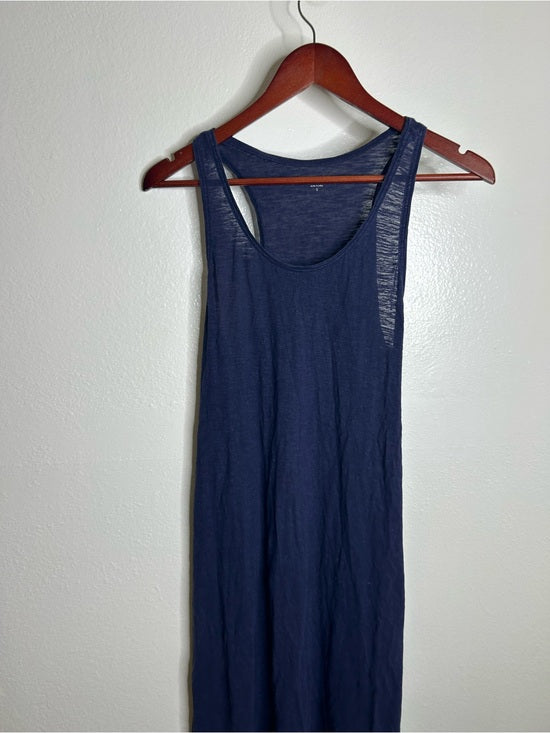 Eileen Fisher Eileen Fisher Hemp Organic Cotton Lightweight Racerback Navy Blue Midi Dress - Hemp, Cotton