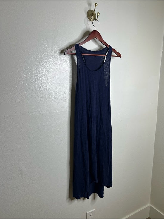 Eileen Fisher Eileen Fisher Hemp Organic Cotton Lightweight Racerback Navy Blue Midi Dress - Hemp, Cotton