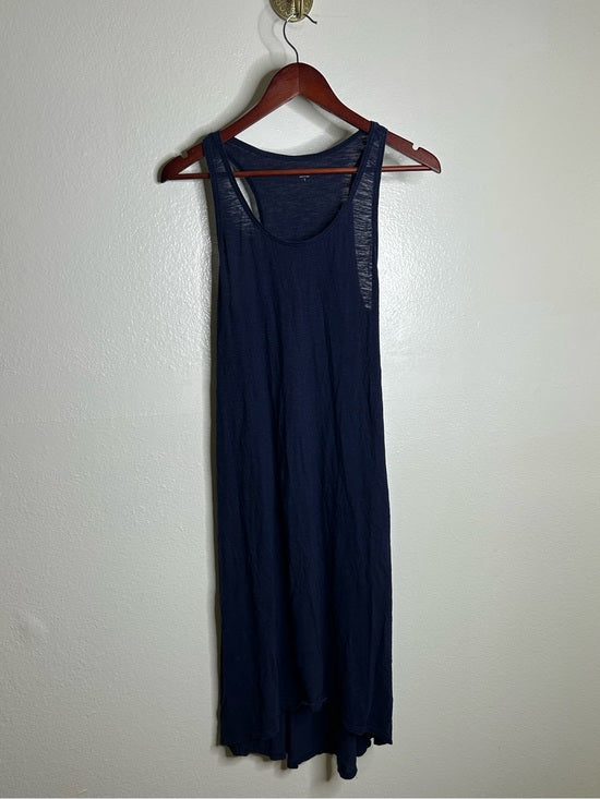 Eileen Fisher Eileen Fisher Hemp Organic Cotton Lightweight Racerback Navy Blue Midi Dress - Hemp, Cotton
