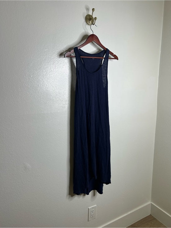 Eileen Fisher Eileen Fisher Hemp Organic Cotton Lightweight Racerback Navy Blue Midi Dress - Hemp, Cotton