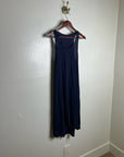 Eileen Fisher Hemp Organic Cotton Lightweight Racerback Navy Blue Midi Dress