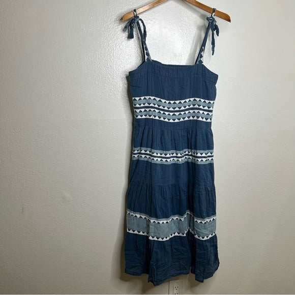 Carolina K Carolina K Iris 100% Cotton Indigo Triangles Midi Dress - Cotton