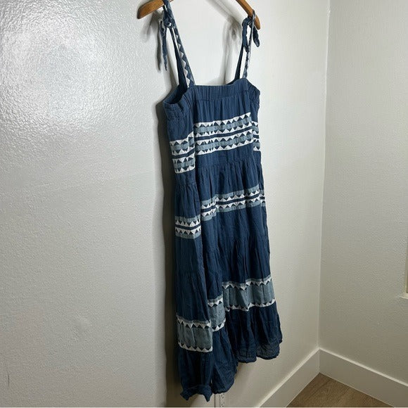 Carolina K Carolina K Iris 100% Cotton Indigo Triangles Midi Dress - Cotton