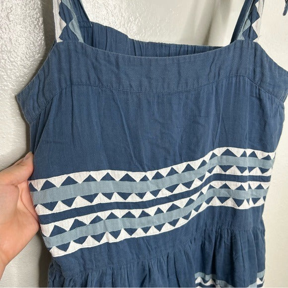 Carolina K Carolina K Iris 100% Cotton Indigo Triangles Midi Dress - Cotton