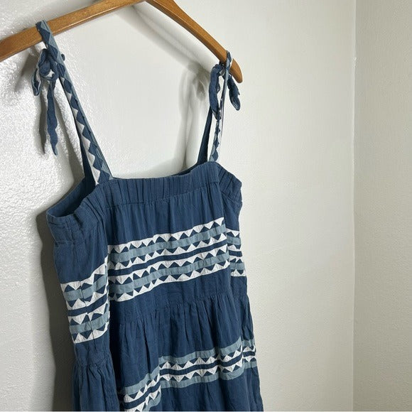 Carolina K Carolina K Iris 100% Cotton Indigo Triangles Midi Dress - Cotton