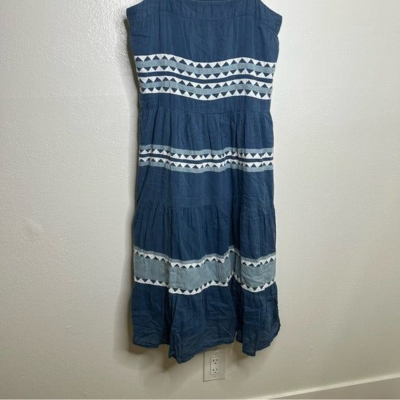 Carolina K Carolina K Iris 100% Cotton Indigo Triangles Midi Dress - Cotton