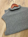 Lafayette 148 100% Cashmere Gray Ribbed Turtleneck Knit Rib Sweater Tank Top
