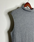 Lafayette 148 100% Cashmere Gray Ribbed Turtleneck Knit Rib Sweater Tank Top