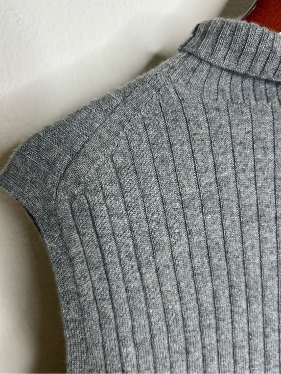 Lafayette 148 100% Cashmere Gray Ribbed Turtleneck Knit Rib Sweater Tank Top