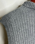 Lafayette 148 100% Cashmere Gray Ribbed Turtleneck Knit Rib Sweater Tank Top