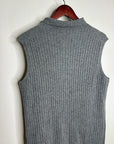 Lafayette 148 100% Cashmere Gray Ribbed Turtleneck Knit Rib Sweater Tank Top