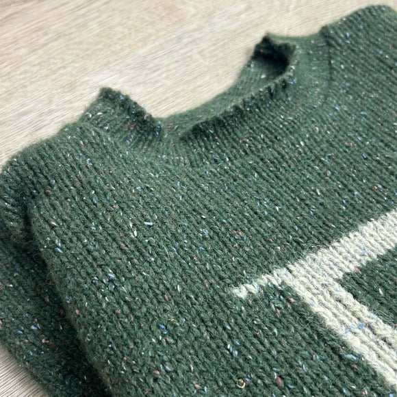 Universal Studios Harry Potter Wool Silk Chunky Knit Green Pullover Sweater &amp;#39;F&amp;#39; - Wool, Silk