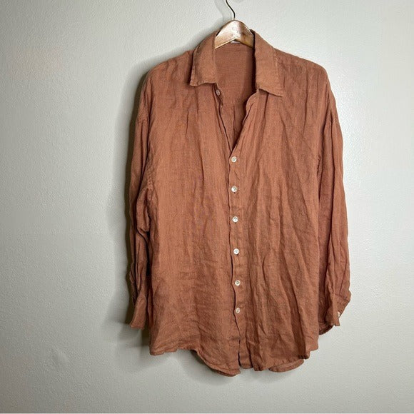 Vitamin A Vitamin A 100% Linen Oversized Playa Button Down Shirt - Linen