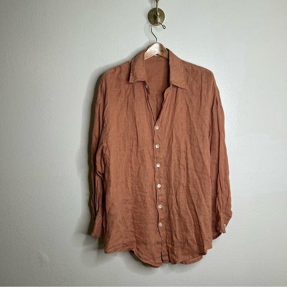 Vitamin A Vitamin A 100% Linen Oversized Playa Button Down Shirt - Linen
