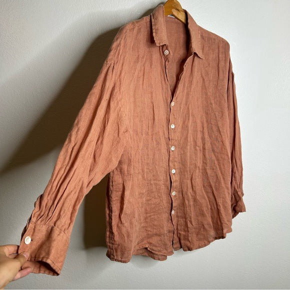 Vitamin A Vitamin A 100% Linen Oversized Playa Button Down Shirt - Linen