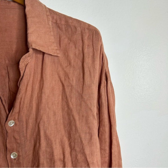 Vitamin A 100% Linen Oversized Playa Button Down Shirt