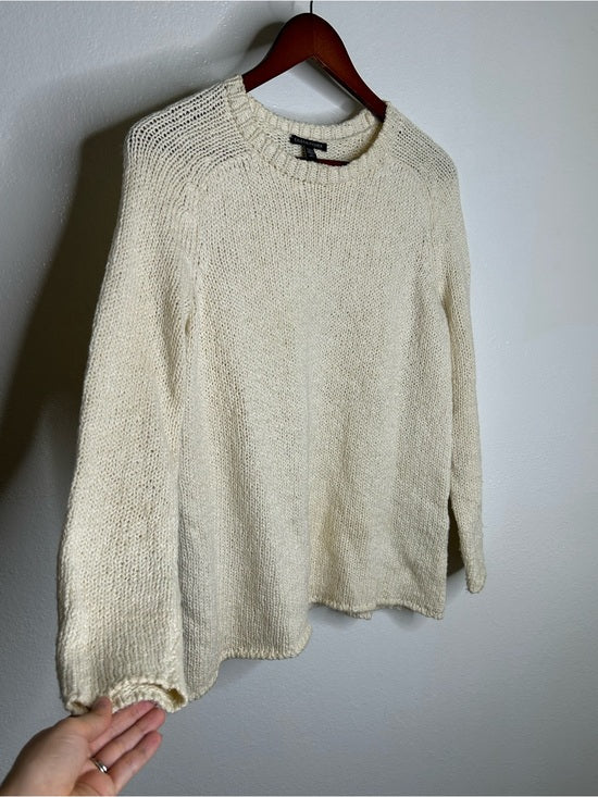 Eileen Fisher 100% Organic Cotton Cream Chunky Knit Oversized Sweater