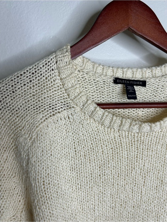 Eileen Fisher 100% Organic Cotton Cream Chunky Knit Oversized Sweater