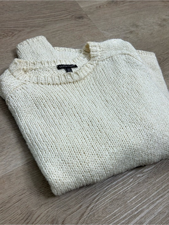 Eileen Fisher Eileen Fisher 100% Organic Cotton Cream Chunky Knit Oversized Sweater - Cotton