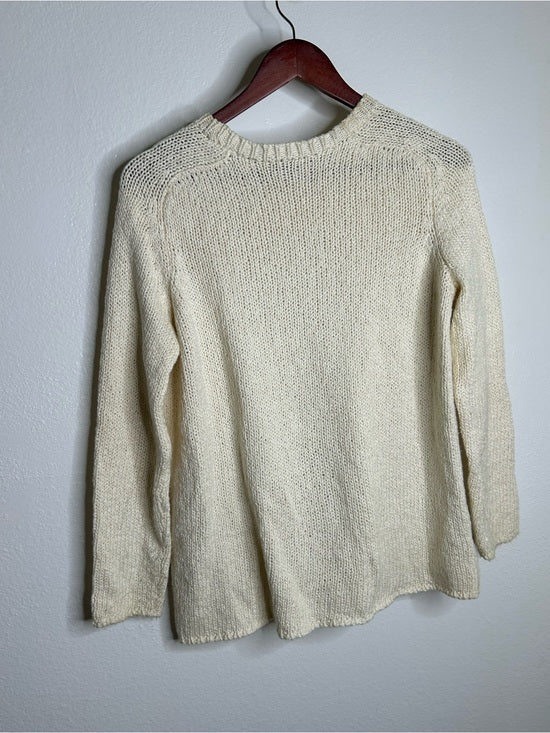 Eileen Fisher 100% Organic Cotton Cream Chunky Knit Oversized Sweater