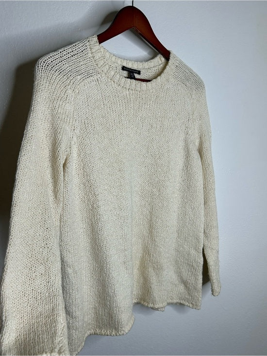 Eileen Fisher 100% Organic Cotton Cream Chunky Knit Oversized Sweater
