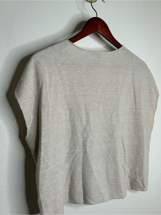 Eileen Fisher Organic Linen Cotton Textured Knit Neutral Sleeveless Boxy Top