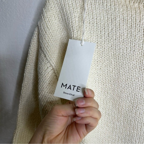NWT MATE The Label 100% Organic Cotton Knit Frise Neck Pullover Sweater Size XS