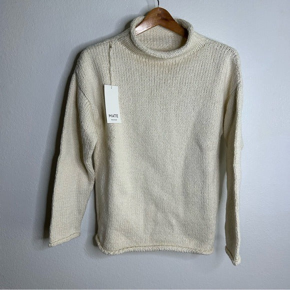 MATE the Label NWT MATE The Label 100% Organic Cotton Knit Frise Neck Pullover Sweater Size XS - Cotton