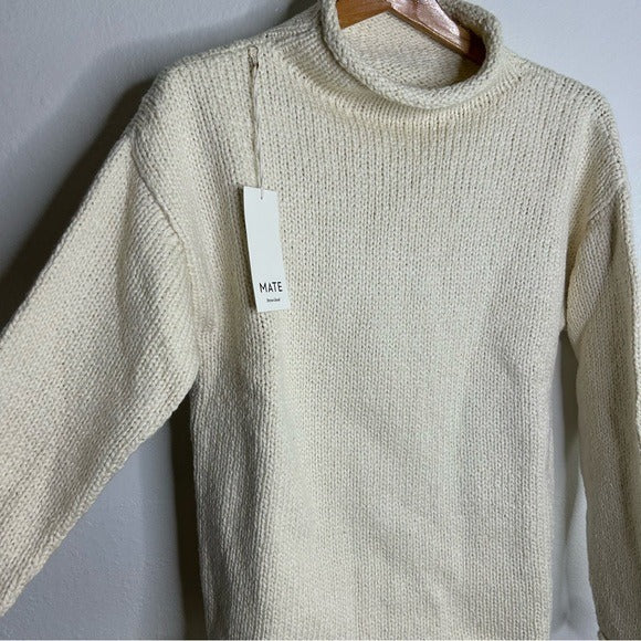 MATE the Label NWT MATE The Label 100% Organic Cotton Knit Frise Neck Pullover Sweater Size XS - Cotton