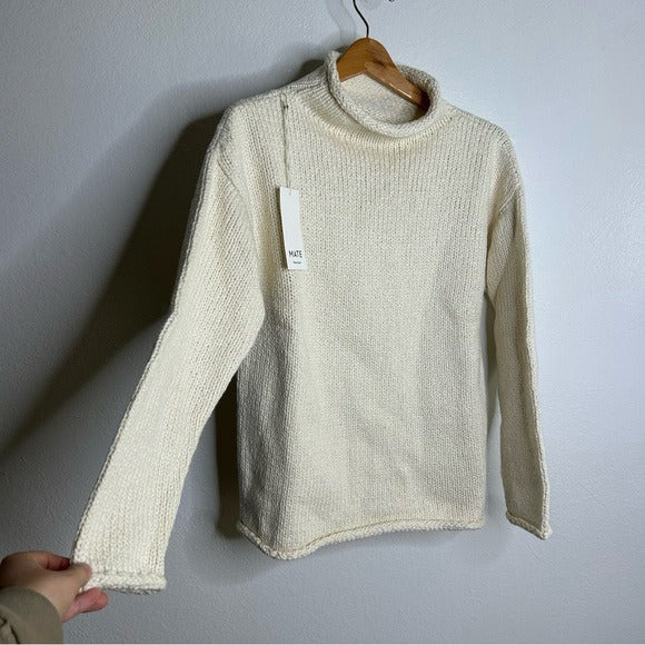 MATE the Label NWT MATE The Label 100% Organic Cotton Knit Frise Neck Pullover Sweater Size XS - Cotton