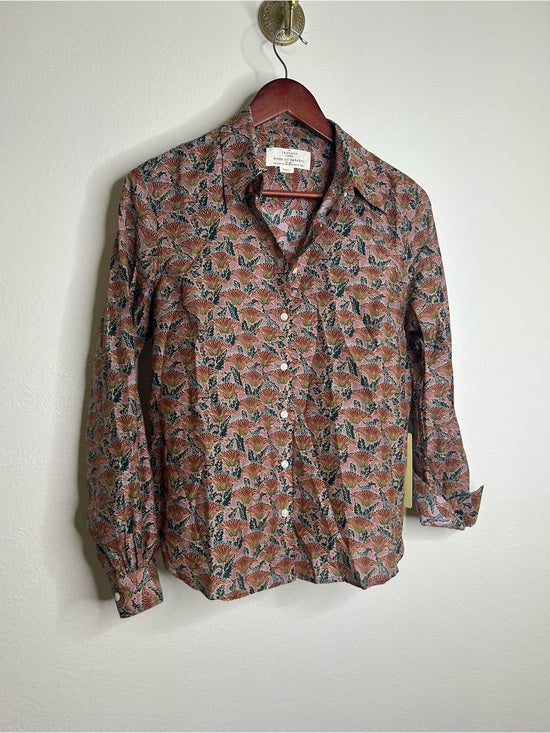 Trovata Trovata Cotton Silk Jacquelin Button Down Blouse Neutral Bohemian - Cotton, Silk