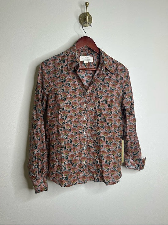 Trovata Trovata Cotton Silk Jacquelin Button Down Blouse Neutral Bohemian - Cotton, Silk