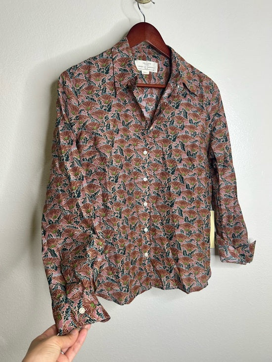 Trovata Trovata Cotton Silk Jacquelin Button Down Blouse Neutral Bohemian - Cotton, Silk
