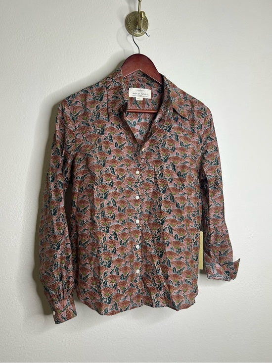 Trovata Trovata Cotton Silk Jacquelin Button Down Blouse Neutral Bohemian - Cotton, Silk