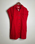 Madewell 100% Linen Utility Short-Sleeve Mini Shirtdress in Festival Red