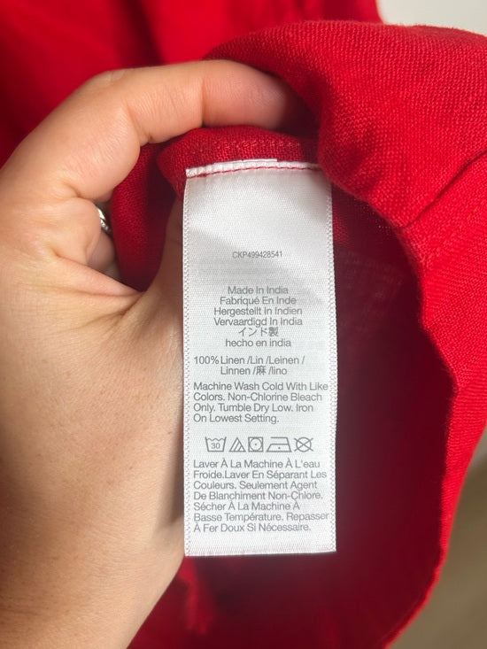 Madewell 100% Linen Utility Short-Sleeve Mini Shirtdress in Festival Red