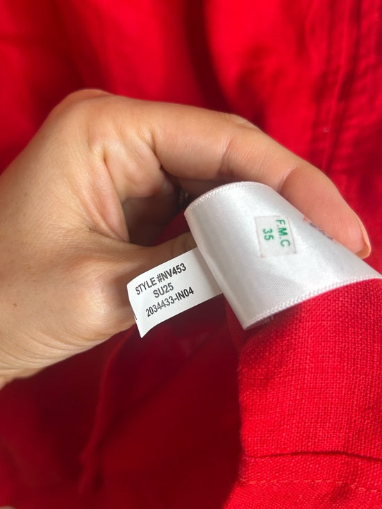 Madewell 100% Linen Utility Short-Sleeve Mini Shirtdress in Festival Red