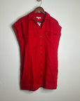 Madewell 100% Linen Utility Short-Sleeve Mini Shirtdress in Festival Red