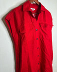 Madewell 100% Linen Utility Short-Sleeve Mini Shirtdress in Festival Red