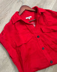 Madewell 100% Linen Utility Short-Sleeve Mini Shirtdress in Festival Red