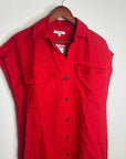 Madewell 100% Linen Utility Short-Sleeve Mini Shirtdress in Festival Red