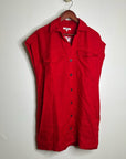 Madewell 100% Linen Utility Short-Sleeve Mini Shirtdress in Festival Red