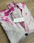 Unsubscribed 100% Cashmere Pink Tie Dye Button Down Boyfriend Cardigan