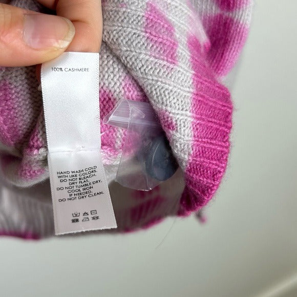 Unsubscribed 100% Cashmere Pink Tie Dye Button Down Boyfriend Cardigan